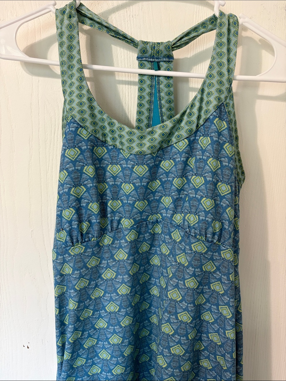 PrAna Cali Aztec Pattern Multicolored Blue Green Racerback Tank Dress Size Small - Picture 8 of 10